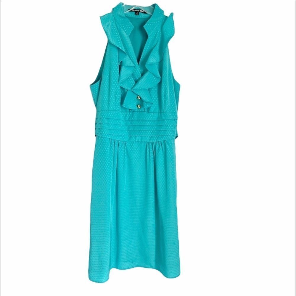🟢Gianni Bini Dress Blue Sleeveless Ruffle Dress 2